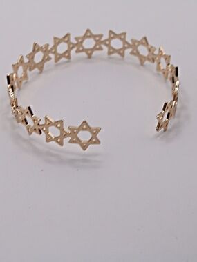 22kt Plated Gold Star of David Cuff Bracelet